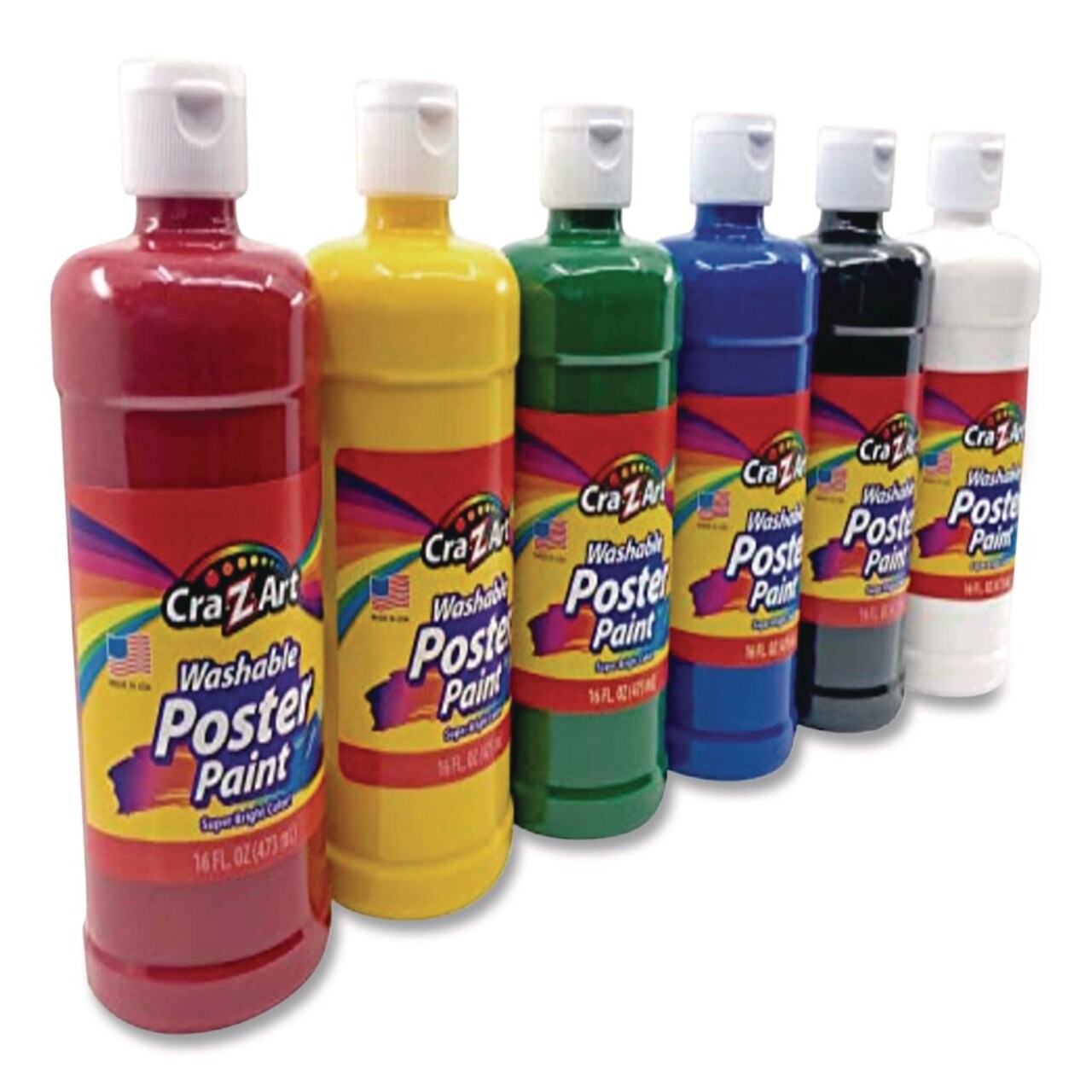 Cra-Z-Art Washable Kids Paint, Assorted Colors, 16 oz Bottle, 6/Pack